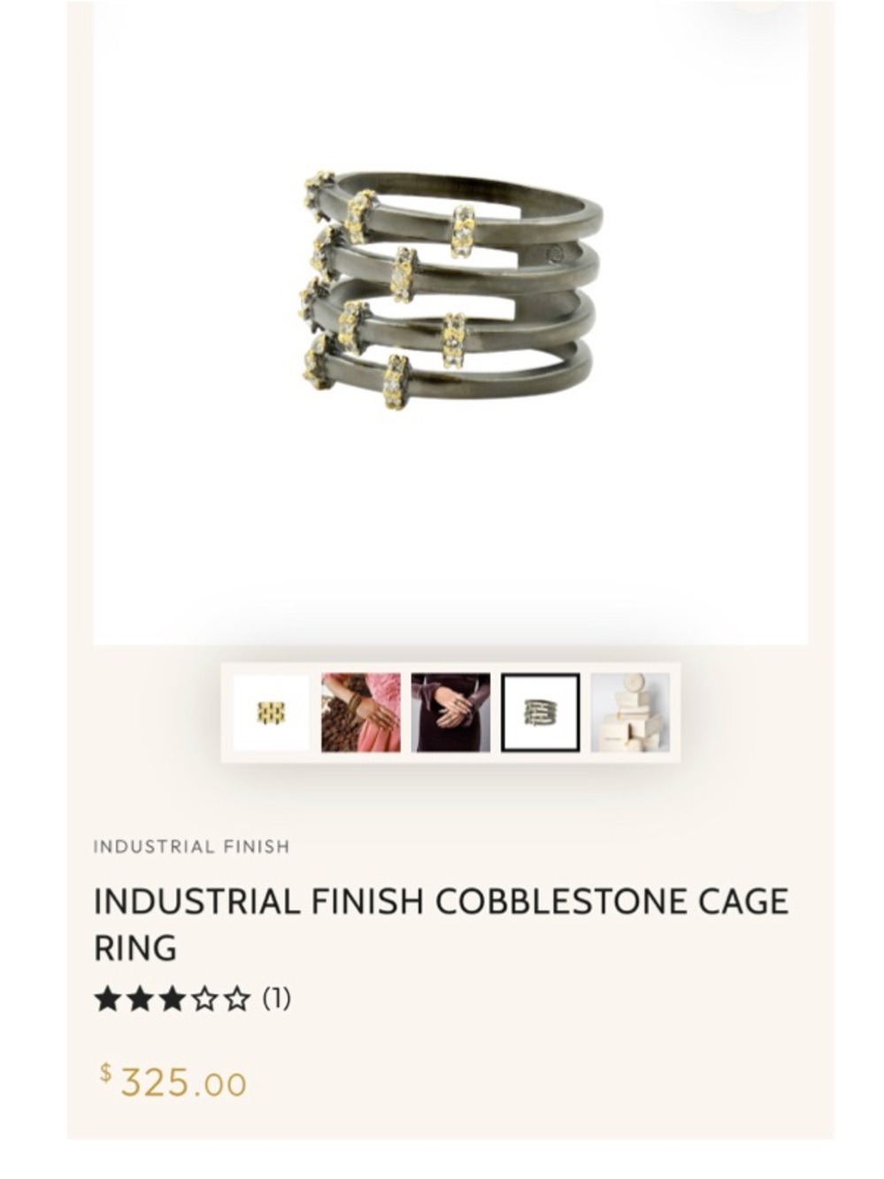 Freida Rothman INDUSTRIAL FINISH COBBLESTONE CAGE RING Size 8.5 - Picture 7 of 12